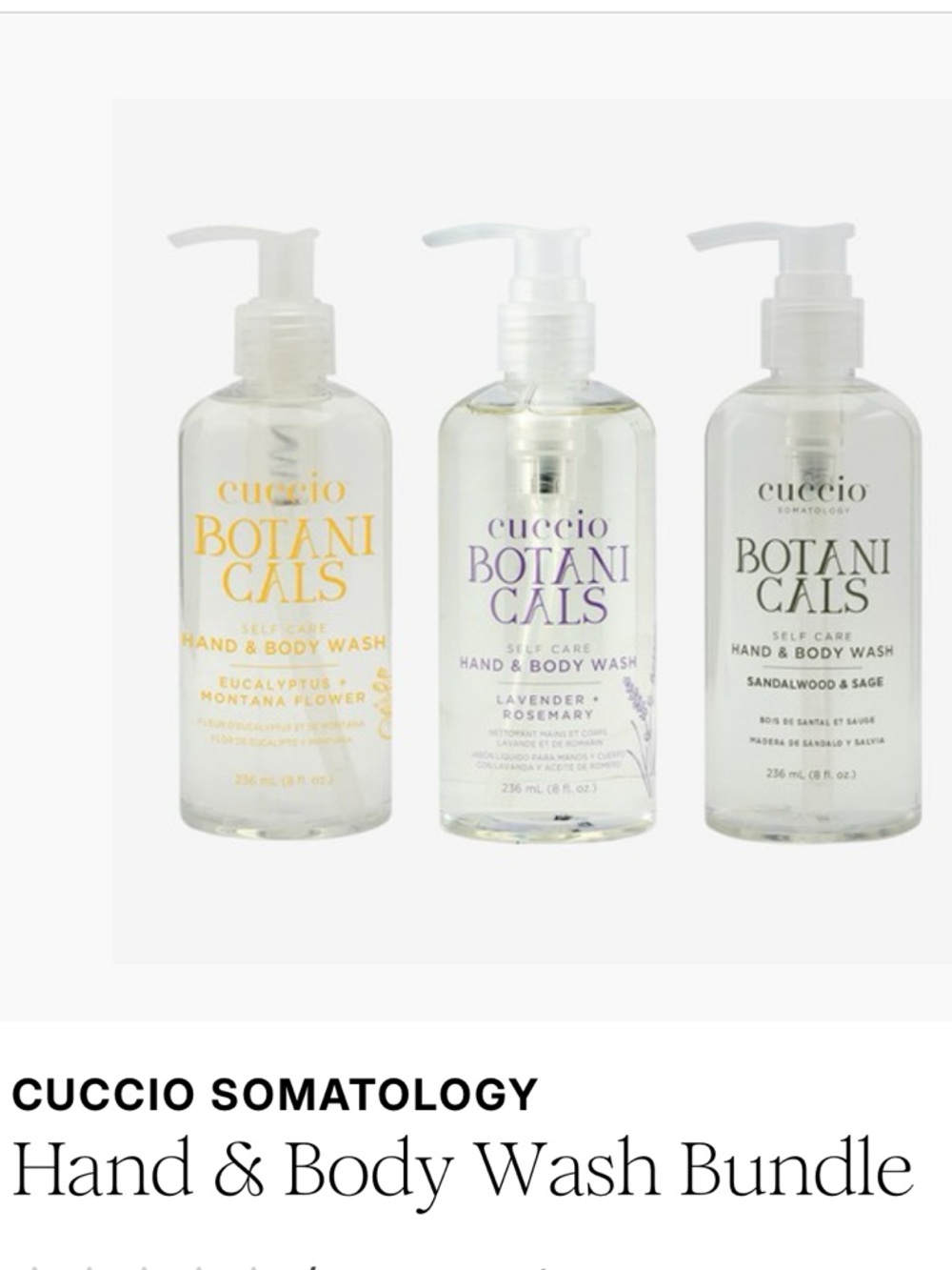 Cuccio Somatology Botanicals Hand & Body Wash Trio Bundle